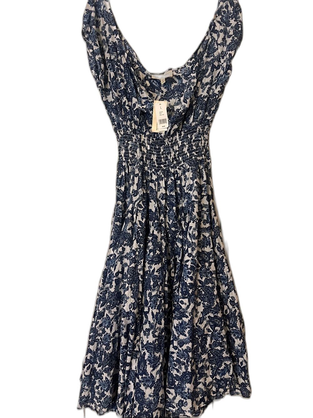 NWT Philosophy 100% cotton blue/white floral midi dress